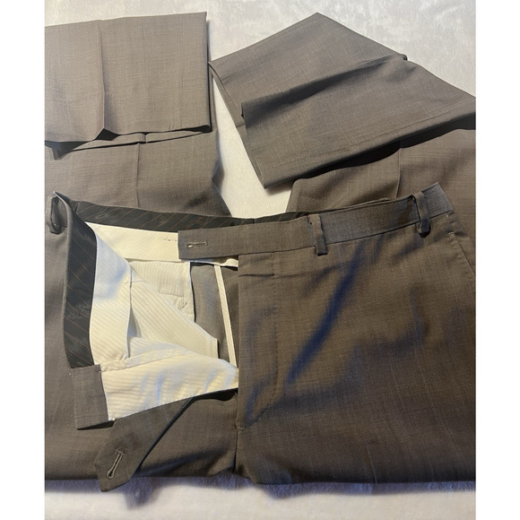 Calvin Klein Mens 42R 34x29 Extreme Slim Taupe Gray 2 Piece Suit Modern - Picture 12 of 16